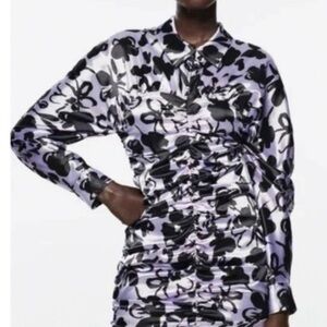 Zara Black and Purple Floral Dress